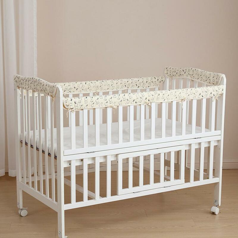 Baby Crib Bumper with Good Breathability Soft Cotton Anti-collision Wraps Lightweight Fitting Bed Stripes for Baby's for Cribs