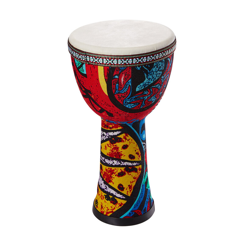 Tambor africano do pvc, 8 polegadas, goatskin, superfície clara, palmas de mão, teste padrão colorido, bongo