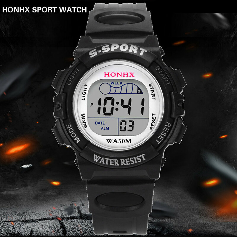 Waterproof Children Boys Digital Led Sports Watch Kids Alarm Date Watch Gift Simple And Fashionable New Children'S Watch Wrist