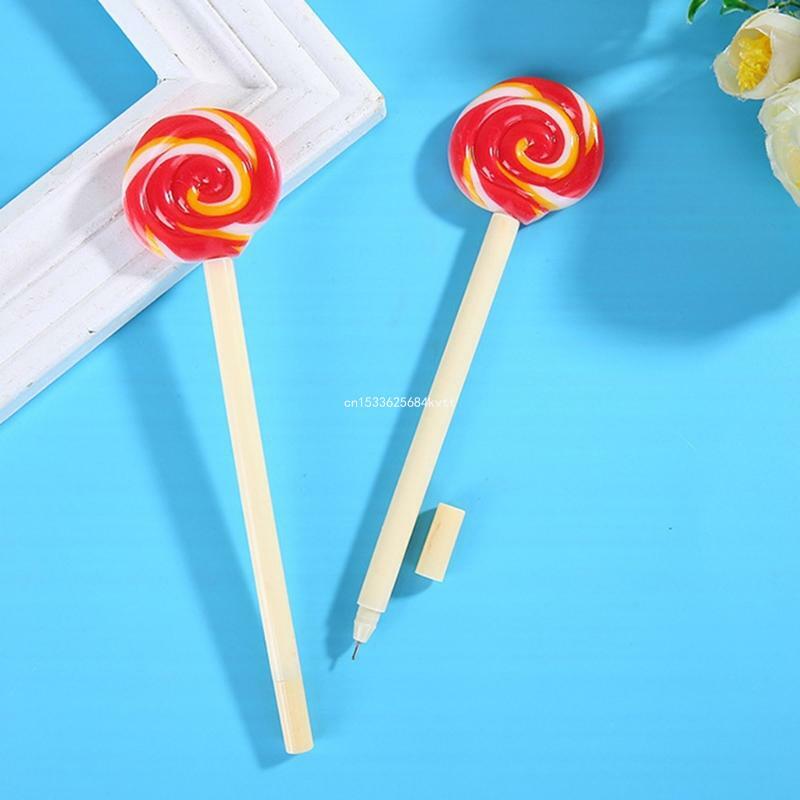 Pack of 20 Pcs for Creative Black Gel Pen for Creative Lollipop Shaped Refillable Durable Novelty Stationery for Dropship