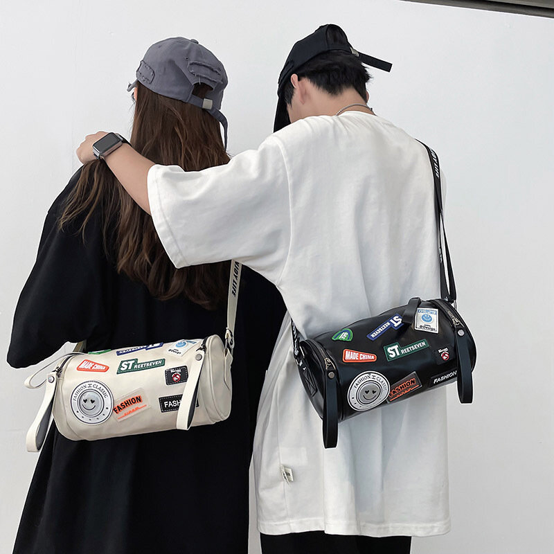Мужская нагрудная сумка через плечо, модная дизайнерская сумка из искусственной ткани с надписью и значком, унисекс