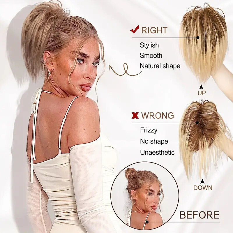 Moño desordenado Tousled Updo moño de pelo rizado ondulado con pinza de garra, Scrunchie para uso diario para el cabello, accesorios para el cabello