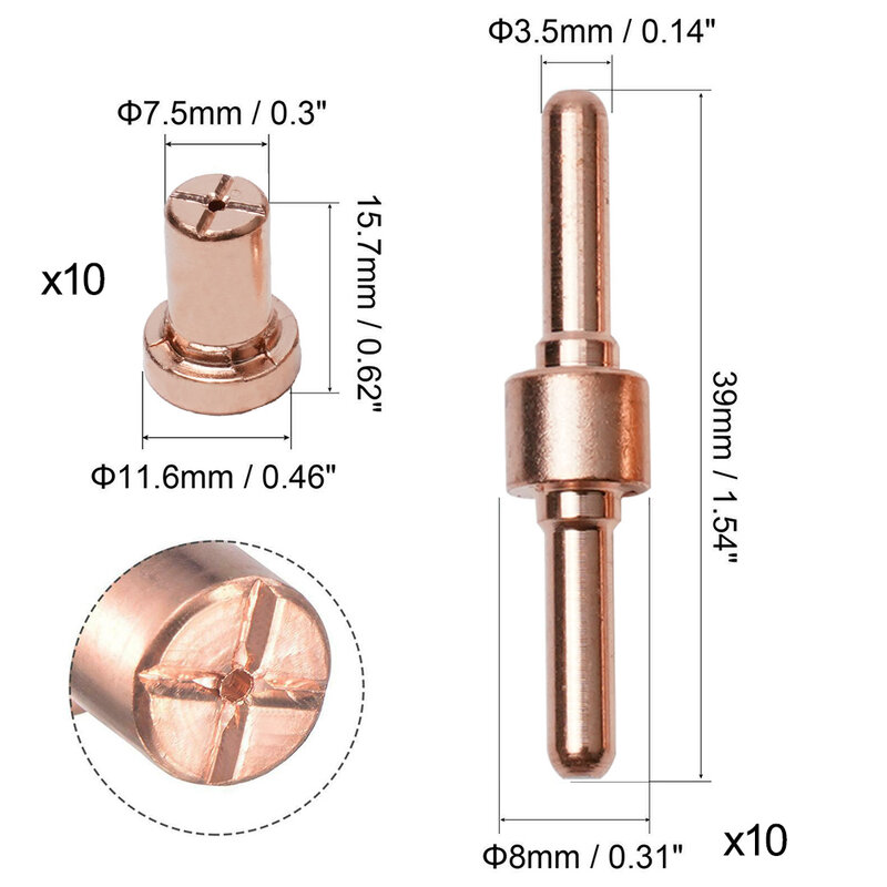 Brand New Durable Hot Sale Protable Plasma Cutter Electrodes Nozzles 30 Pcs CUT-40 LGK-40 PT-31 Copper&ceramic