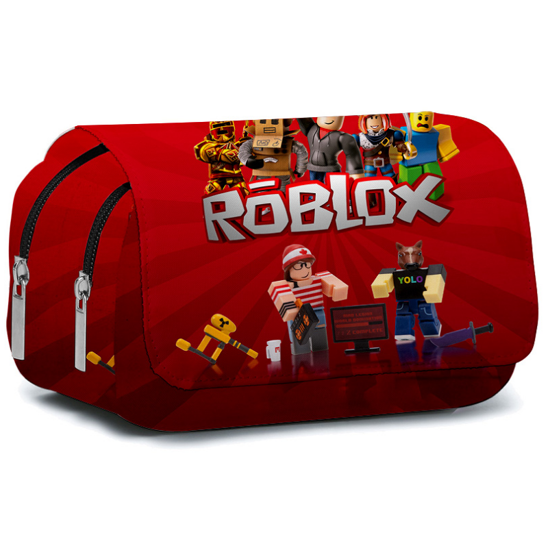Roblox bolsa de lápices con solapa de doble capa periférica de juego, bolsa de lápices bidimensional para niños, bolsa de papelería coreana, nuevo