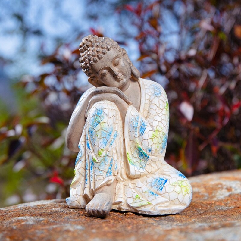 تمثال بودا مصنوع يدويًا لتزيين المنزل ، تمثال بوذي ، زخرفة لغرفة المعيشة ، إكسسوارات تمثال