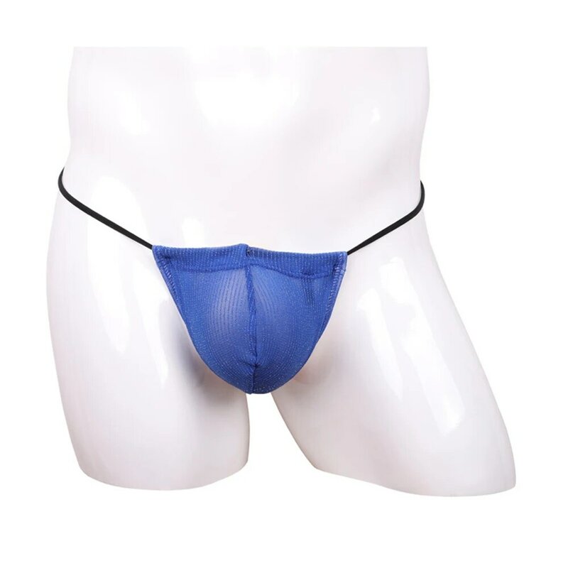 Sexy Men Pouch Thong Briefs Thin Straps Low Waist Mini G String Underpants Exposed Buttocks Seductive Lingerie Erotic Underwear