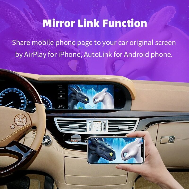 EKIY-CarPlay Android Auto sem fio para Mercedes Benz NTG 3.0 Sistema 3.5 Classe S W221 2006-2012 Link Espelho Função AirPlay