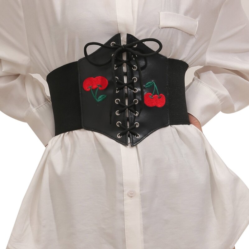 Y1UB – Corset avec broderie pour femmes, ceinture élastique serrée, taille haute, façonnant le corps, ceinture réglable