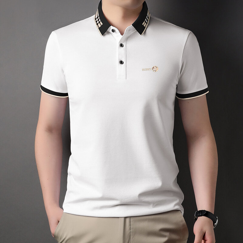 Mode Revers gespleißt Gitter Brief Stickerei Polo-Shirts Herren bekleidung Sommer neue lässige Pullover Business T-Shirt