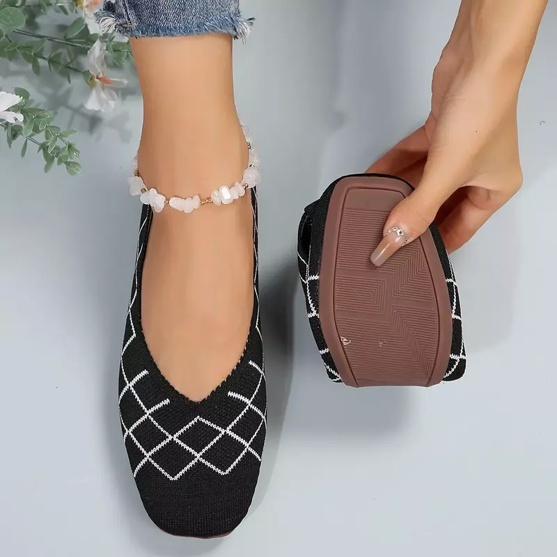 Frauen Turnschuhe flach einfarbig gestrickt Slip Schuhe lässig atmungsaktive Ballerinas Frau Designer Schuhe Slipper Zapatos de Mujer