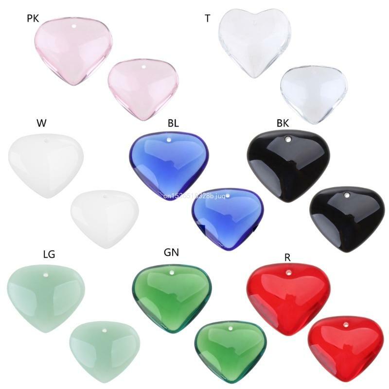 DIY cuentas colgantes cristal en forma corazón, collar colorido, accesorios joyería, envío directo