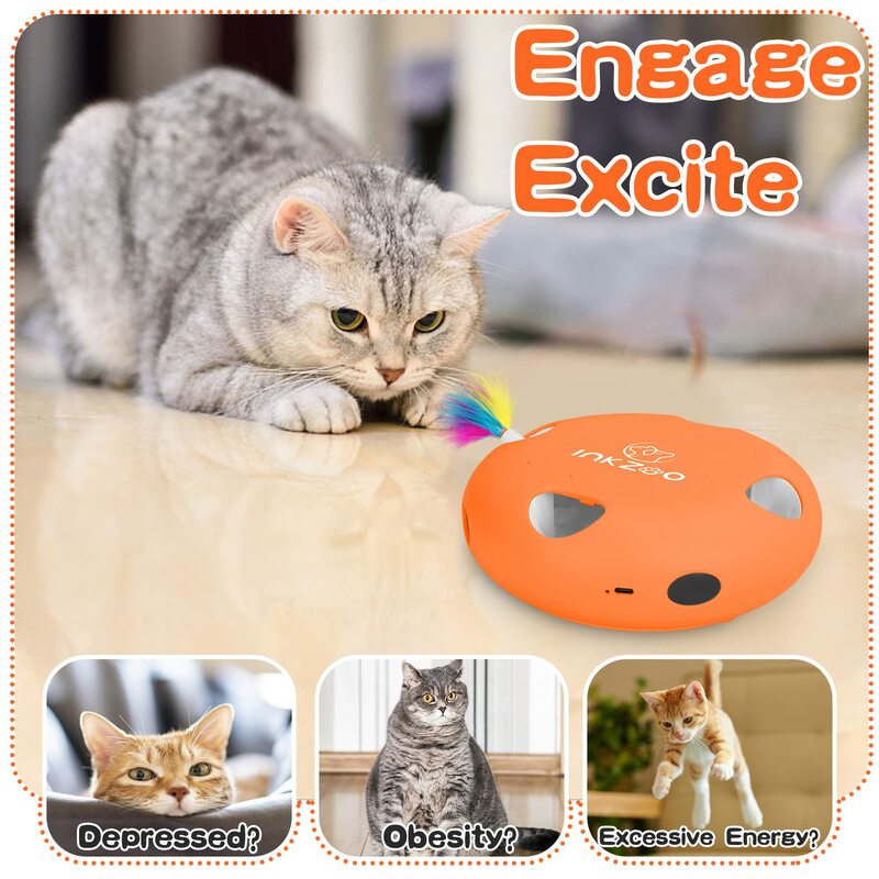 Mainan kucing INKZOO, mainan kucing interaktif untuk kucing dalam ruangan, mainan anak kucing interaktif pintar, otomatis 7 lubang tikus whack-a-mole