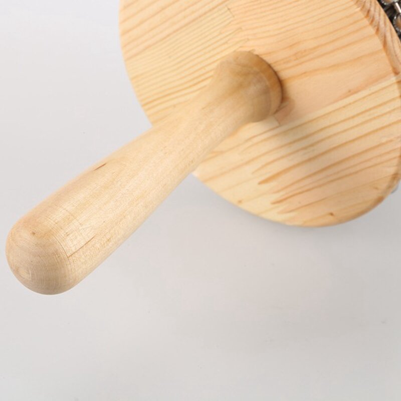Strumenti didattici per bambini Cabasa in legno da 1 pezzo per la casa e l'asilo giocattolo a manovella con sfera in acciaio