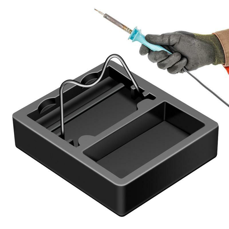Solder besi berdiri portabel, dudukan timah solder dengan spons pembersih las, aksesori besi solder listrik