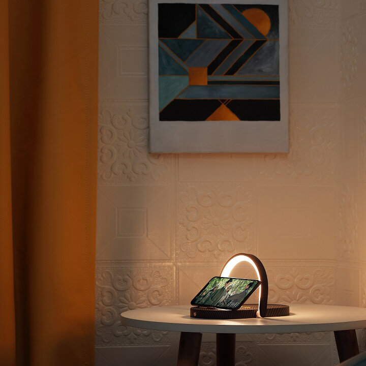 Candeeiros de mesa carregador sem fio inteligente, LED Night Light, Bedside Desk Lamp