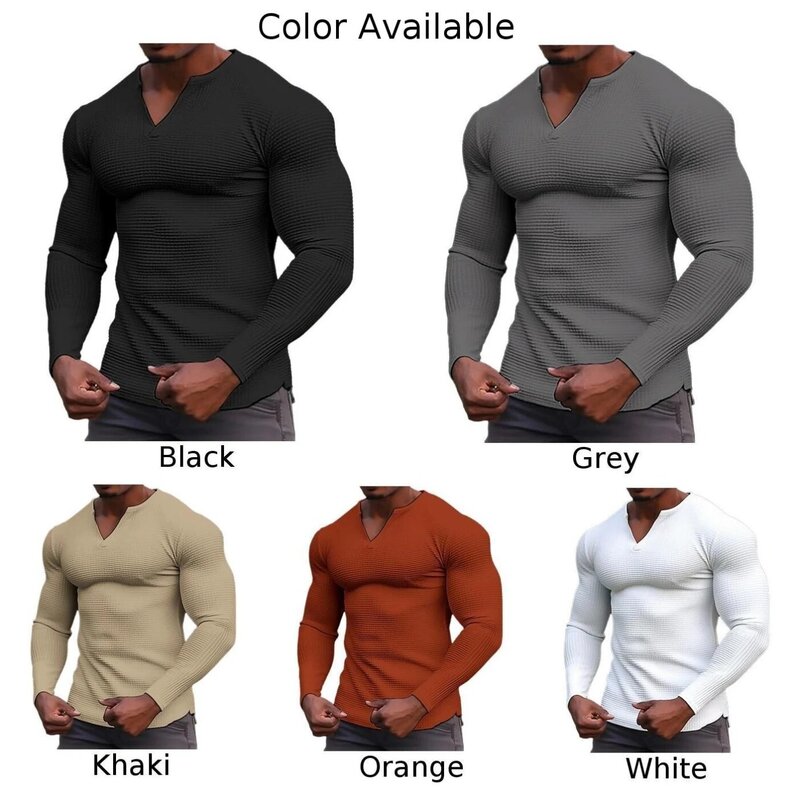 Camicie da uomo con scollo a V manica lunga Muscle Office Outdoor Plus Size Pullover Slim Beach Sport felpe traspiranti