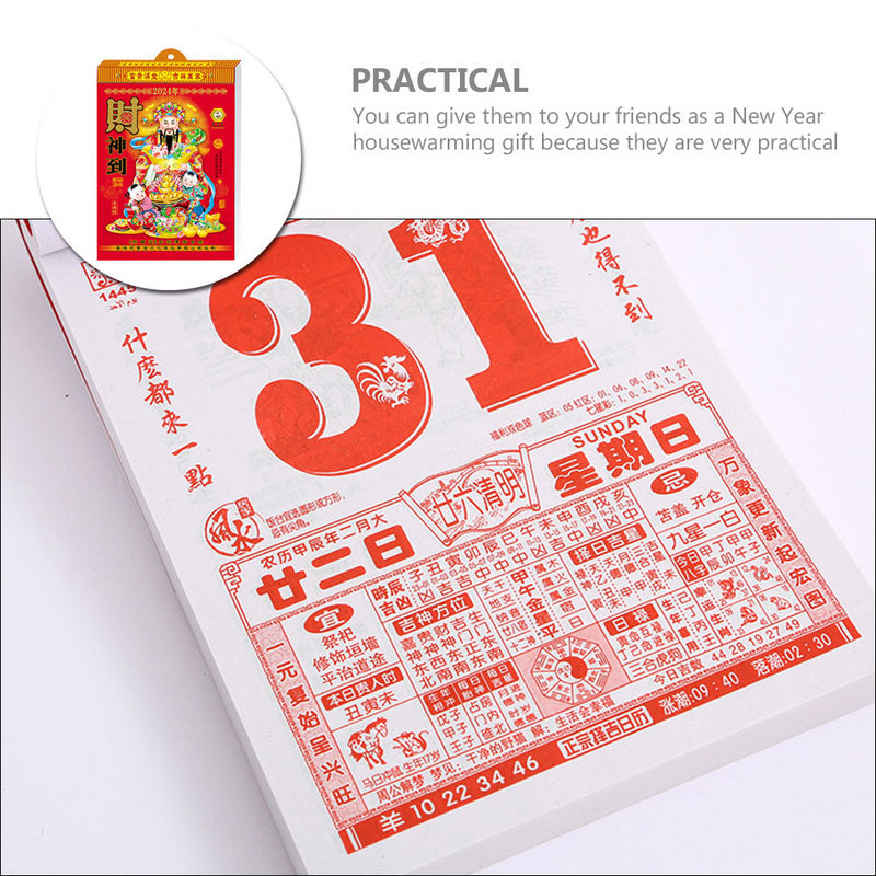 Calendario de pared Lunar rasgable para el hogar y la Oficina, calendario de estilo chino, calendario antiguo rasgado a mano, elección auspiciosa
