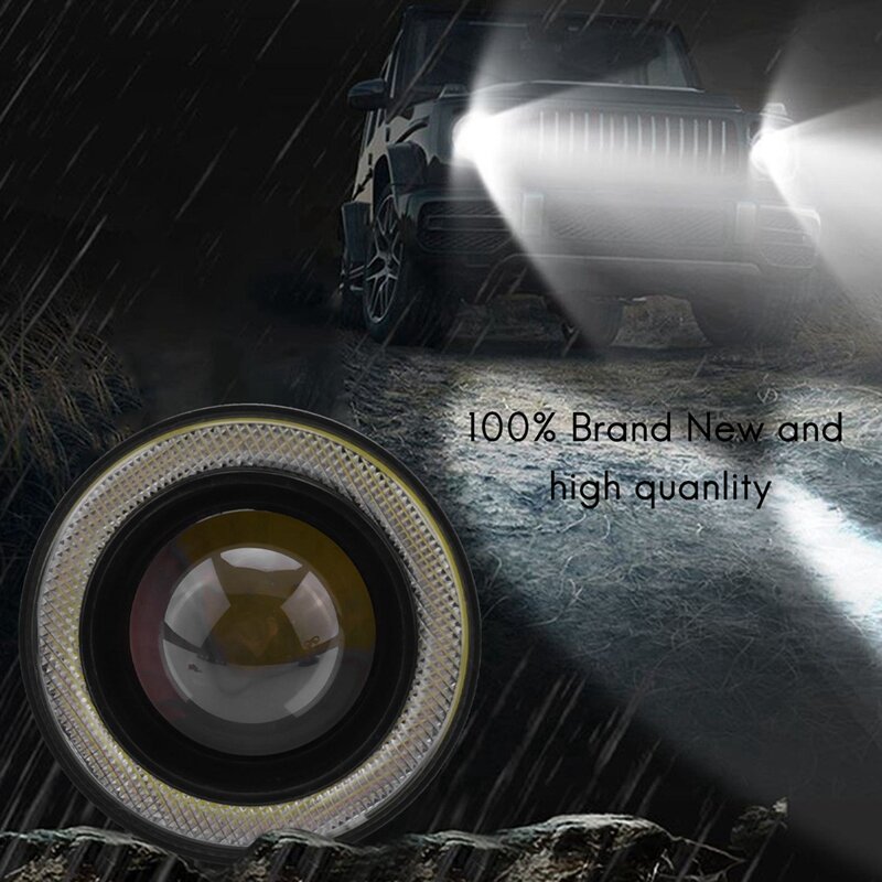6 szt. Samochodowe uniwersalne 3.5 Cal Cob Angel Eye reflektory przeciwmgielne światła do jazdy białe
