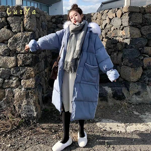 Mantel bulu angsa wanita, jaket bulu angsa musim dingin 2024 kerah bulu jaket wanita Korea ukuran besar