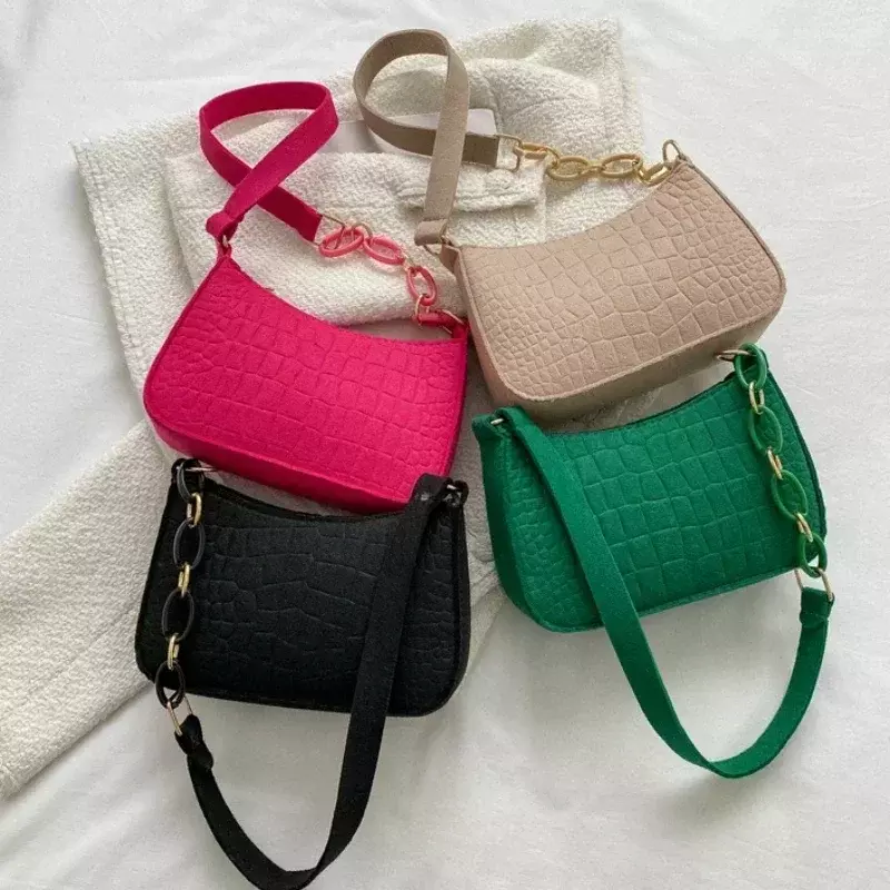 Felt Cloth Women Handbags Fashion Texture Armpit Saddle Bag 2023 New Soft Unlined Cloth One Shoulder Bag Niche Design Purses
