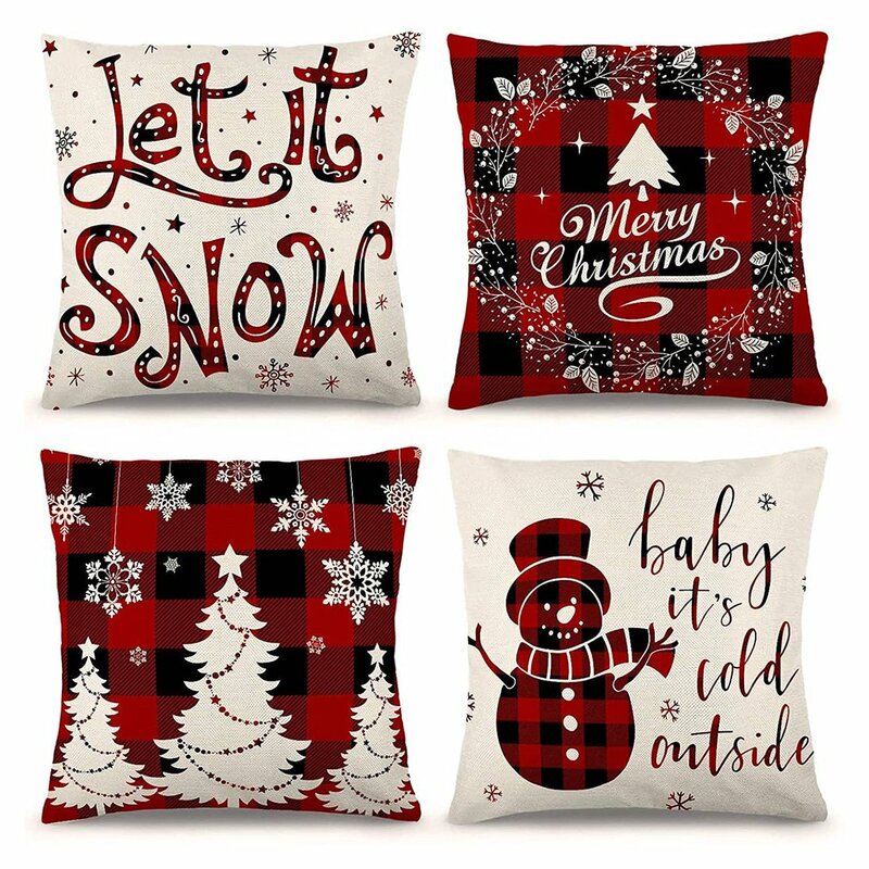 Hot 45x45cm 2024 New Year Merry Christmas Pillow Case Decorations for Home Xmas Cushion Cover Christmas Ornament Pillowcase