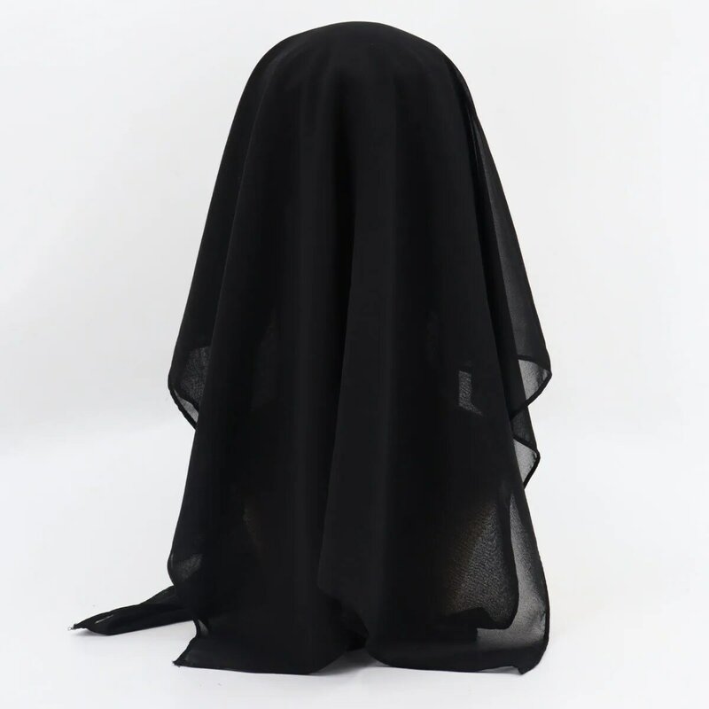 Três Camadas Chiffon Máscara Facial, Niqab Cobertura Completa, muçulmano Hijab Cachecol, lenço, Turban Cap Bonnet, Tie Back