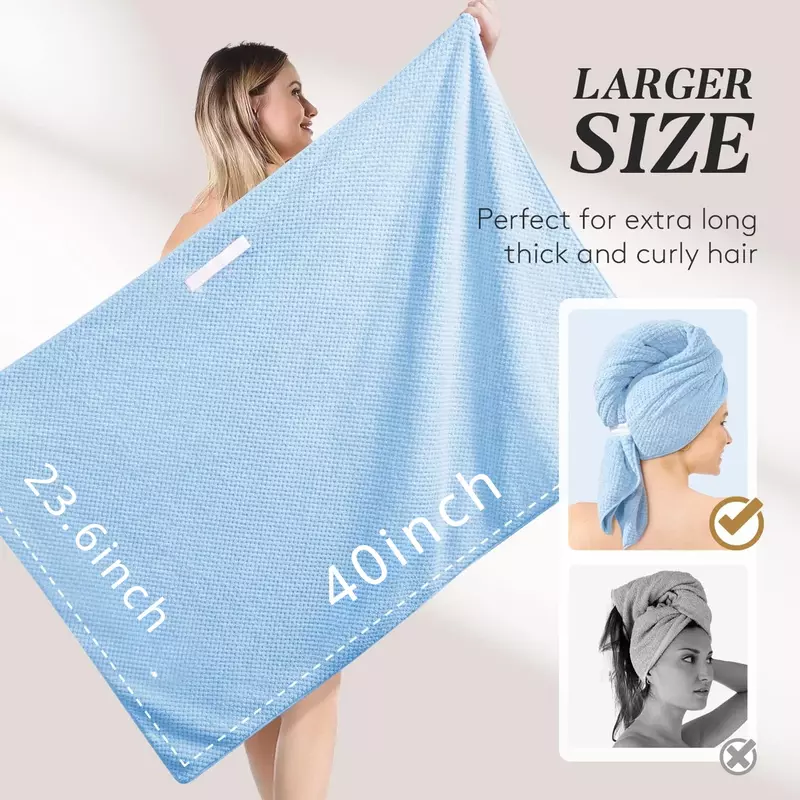 Большое полотенце для волос из микрофибры с ананасом, супервпитывающее быстросохнущее полотенце для волос с эластичным ремешком для длинных густых волос