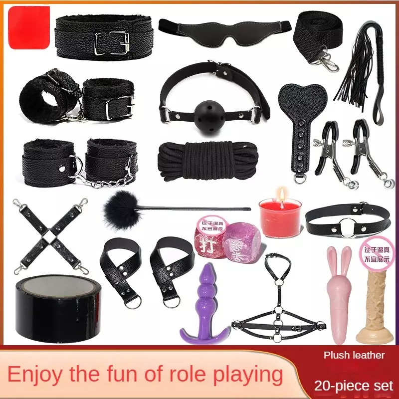 Kit mainan seks SM dewasa perlengkapan seks BDSM perbudakan permainan seks untuk pasangan kerah pantat mainan seks pemekangan kulit cambuk penutup mata Erotis