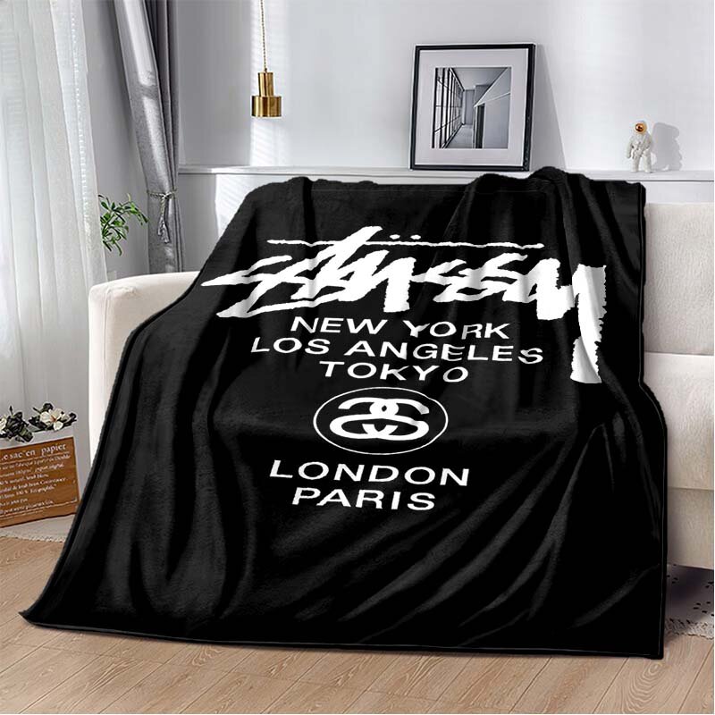 Marque de mode logo S-STUSSY-Y imprimé couverture canapé-lit décoration portable pique-nique chaleur cadeau couverture vacances airdrop