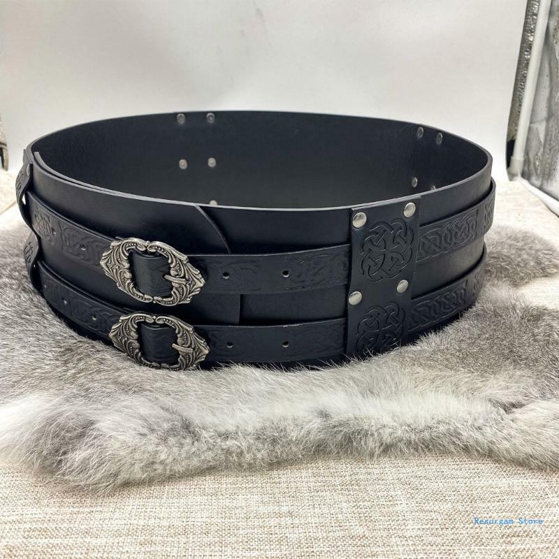 Nordic Faux Leather Armors Belt Embossed Wide Belt Halloween Costume Drop Shipping