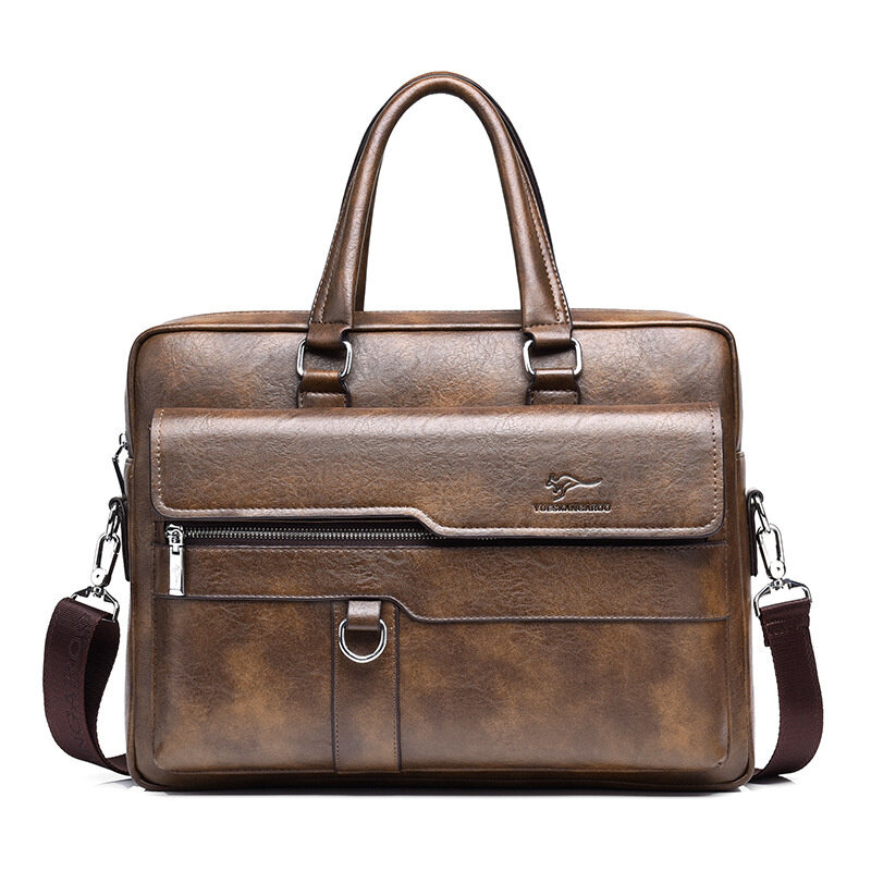 Tas kantor Vintage Horizontal untuk pria, tas tangan kulit asli, tas kurir bahu bisnis, tas Tote Laptop