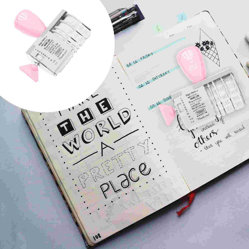 Stamp With Date Postage Stamps Seal Date Digital Knob Postage Stamps Pink DIY Rollers School Stationery