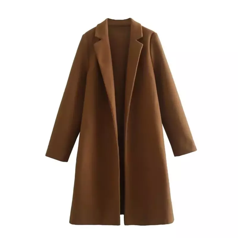 Women 2023 winter New Fashion Multi-Color Woolen Jacket Coat Vintage Long Sleeve Female Outerwear Chic Tops
