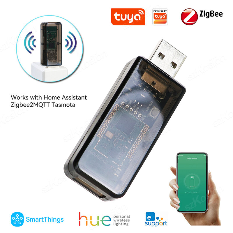 Tuya ZigBee 3.0 Pengulang Sinyal USB Extender สำหรับขยาย Stable Transmission ZigBee2MQTT Tasmota สมาร์ทโฮมโมดูล