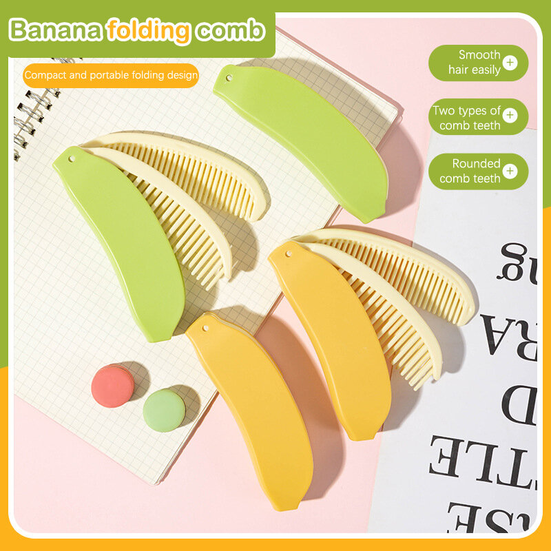 Banana Folding Hair Comb, Escova alisadora lavável, Ferramenta portátil DIY Hair Styling, Acessórios para cabeleireiro