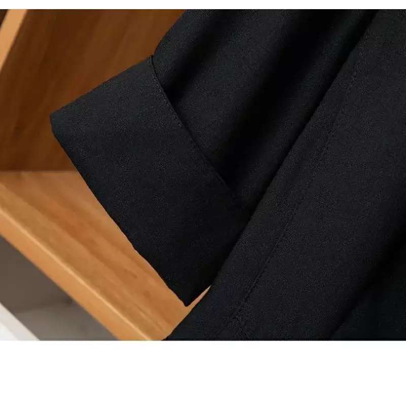 Luksusowe damskie marynarki biurowa, damska cienki kombinezon z krótkim rękawem koreański płaszcz zapinany na jeden guzik kurtka z kieszeniami czarno-białe ubrania damskie nowe