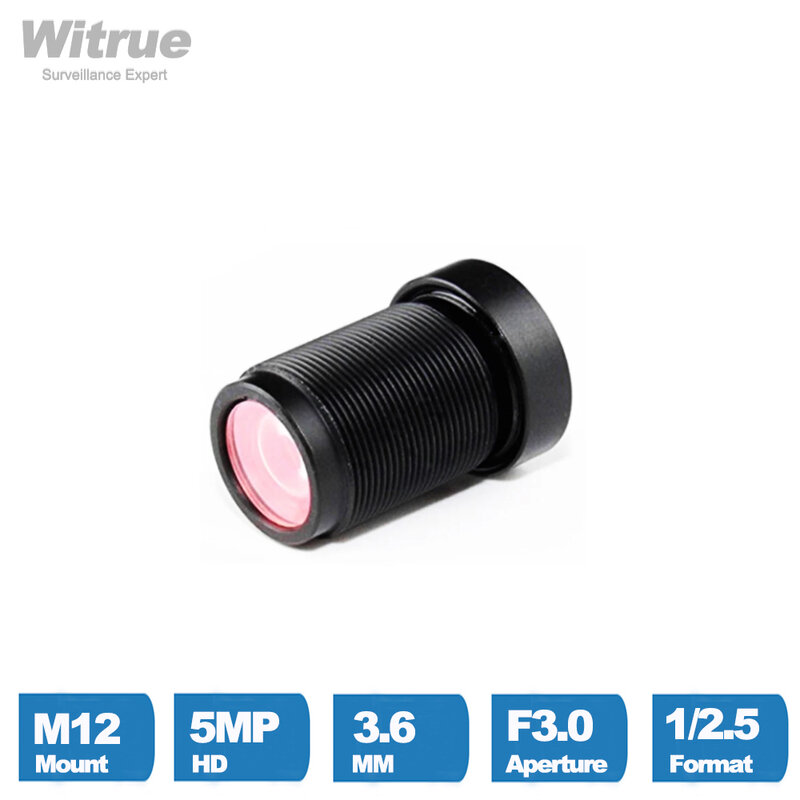 Witrue 왜곡 없는 CCTV 렌즈, 감시 보안 카메라용, M12 마운트, 5MP, 3.6mm, 650nm IR 필터, 1/2 인치 F3.0