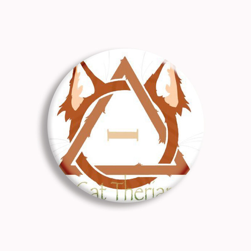 Creative Therian Symbol Cartoon Button Pin Animal Rainbow Therian Delta Cute Fox Cat Brooch Badge Bag Decor Friends Gift 58mm