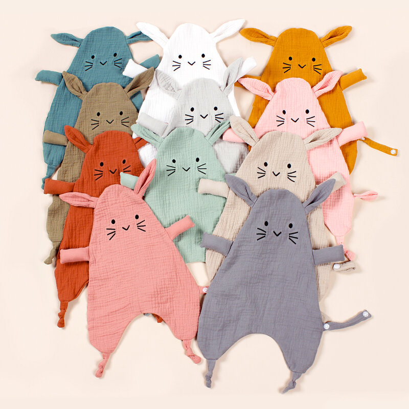 New Baby Cotton Comforter Blanket Cute Cats Newborn Sleeping Dolls Rabbit Ears Sleep Toy Soothe Appease Towel Bibs Saliva Towel