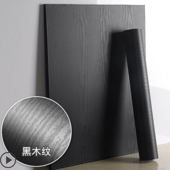 Papel de parede de espessamento preto, adesivos autoadesivos em PVC, filme de vinil para móveis, armário e cozinha