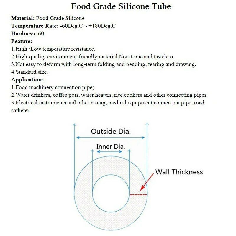 Selang karet silikon bening transparan Food Grade, 1/5/10M ID 0.5 1 2 3 4 5 6 7 8 9 10 12mm tabung silikon tidak beracun fleksibel