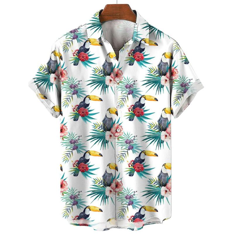 Chemises à manches courtes imprimées en 3D pour hommes, graphiques toucan, style hawaïen, mode unisexe, aloha, été, 2024