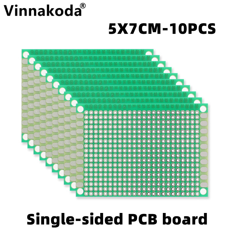 Placa de circuito Universal de un solo lado, placa de Prototipos PCB de 5x7 Cm, para experimento Arduino, lote de 10 unidades