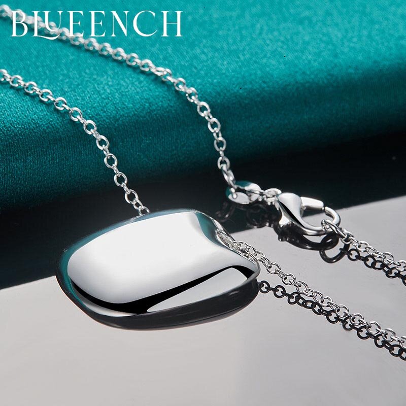 Blueench 925 prata esterlina brilhante quadrado pingente colar para mulher proposta de casamento moda charme jóias