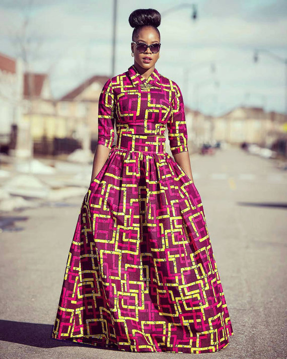 Conjunto de falda africana para mujer, Top corto y faldas plisadas, Túnica Africana nigeriana, ropa de fiesta Dashiki WY560