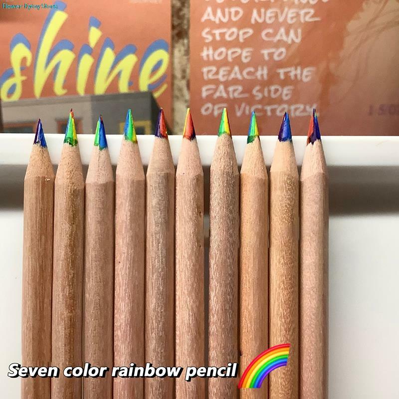 1PC Adults DIY Handbook Special Multicolored Wooden Pencils 7 Colors Gradient Rainbow Pencils For Art Drawing Coloring Sketching