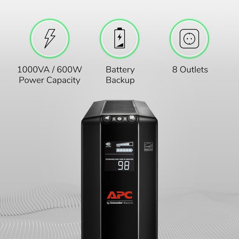Apc Ups 1000va Batterij Back-Up En Overspanningsbeveiliging, Bx 1000M Voeding, Avr, Dataline Bescherming