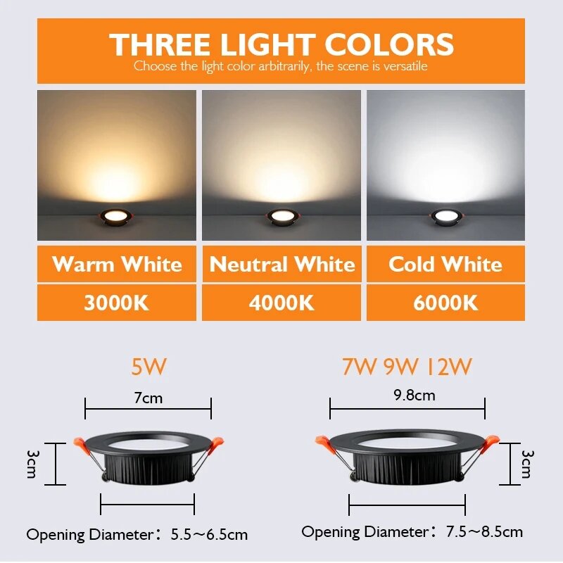 30W embedded ultra-thin LED downlight AC220V ceiling lamp neutral light 5W  9W  18W 24W indoor lighting spotlight