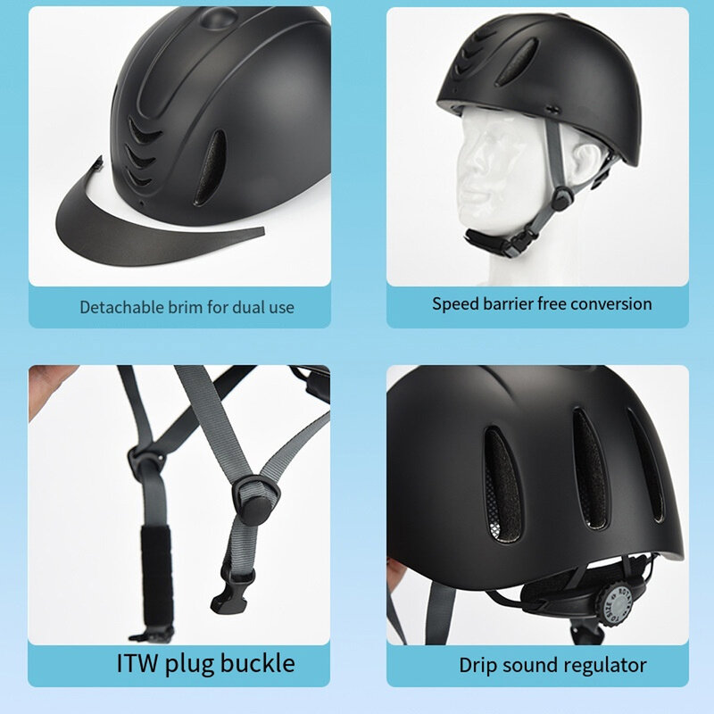 耐久性のある子供と大人のための乗馬スポーツヘルメット、通気性のある防塵キャップ、馬のレーシングヘルメット、黒1
