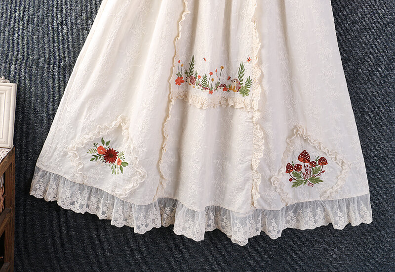 Falda bordada de cintura elástica para mujer, Falda Midi informal con bolsillos, primavera y verano, WH0425-24068